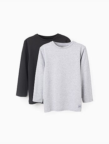 Pack de 2 camisetas de algodón de manga larga