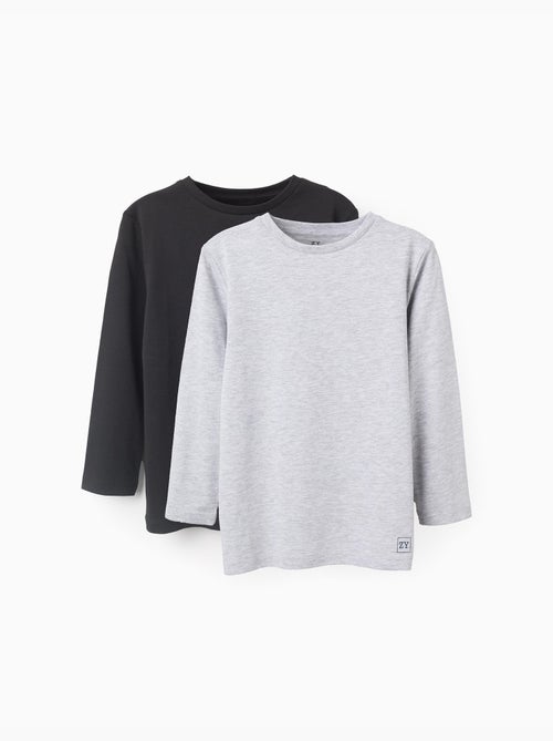 Pack de 2 camisetas de algodón de manga larga - Kiabi