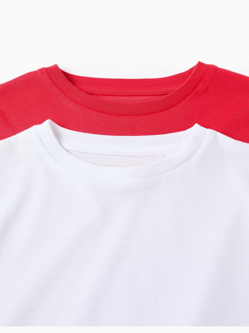 Pack de 2 camisetas de algodón de manga larga Rojo - Kiabi