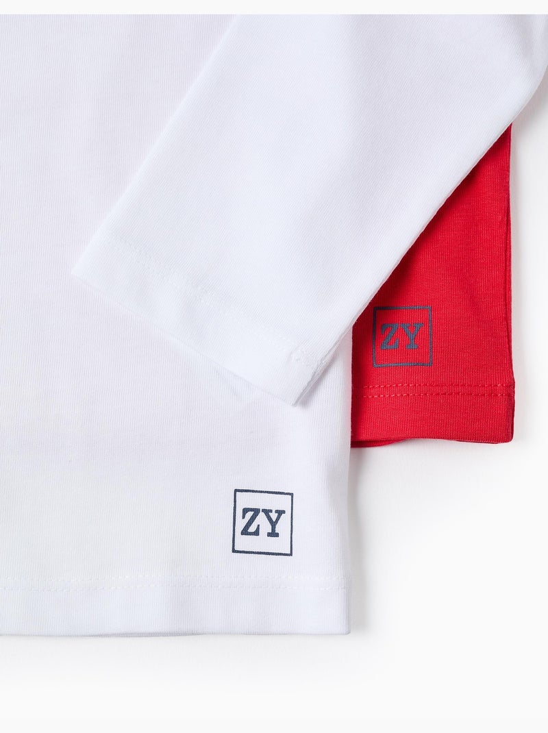 Pack de 2 camisetas de algodón de manga larga Rojo - Kiabi