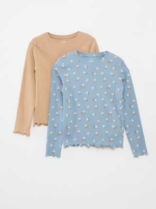 Pack de 2 camisetas de canalé