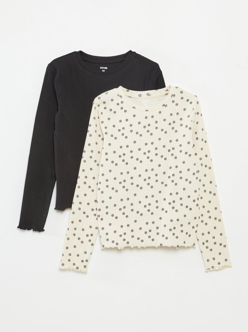 Pack de 2 camisetas de canalé Beige - Kiabi