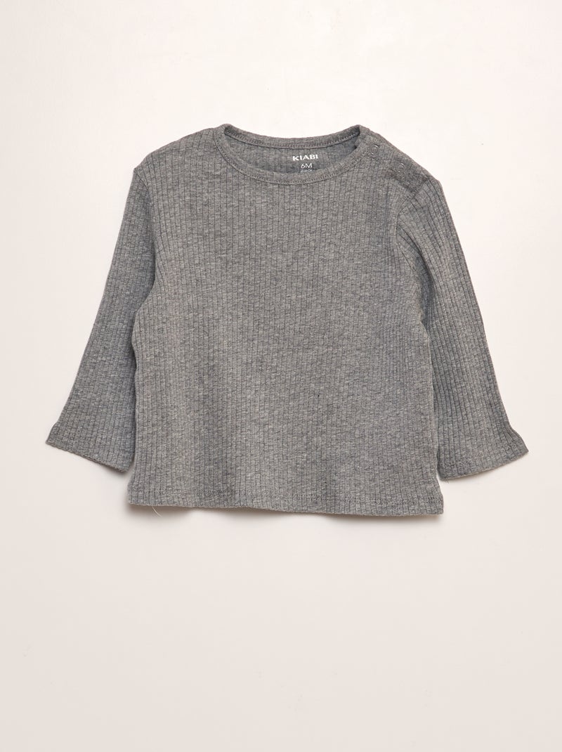 Pack de 2 camisetas de canalé GRIS - Kiabi