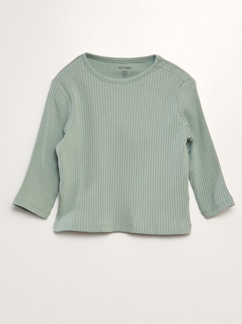 Pack de 2 camisetas de canalé NEGRO - Kiabi