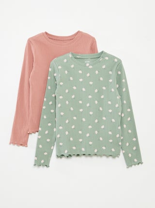 Pack de 2 camisetas de canalé