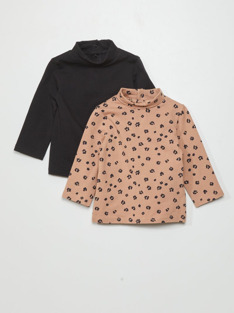 Pack de 2 camisetas de cuello alto BEIGE - Kiabi
