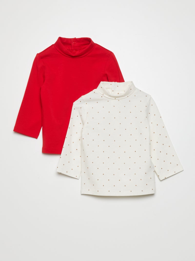 Pack de 2 camisetas de cuello alto BLANCO - Kiabi