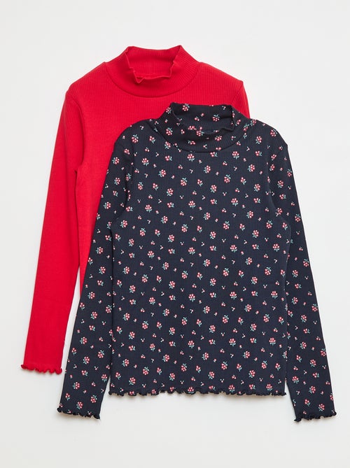 Pack de 2 camisetas de cuello alto de canalé - Kiabi