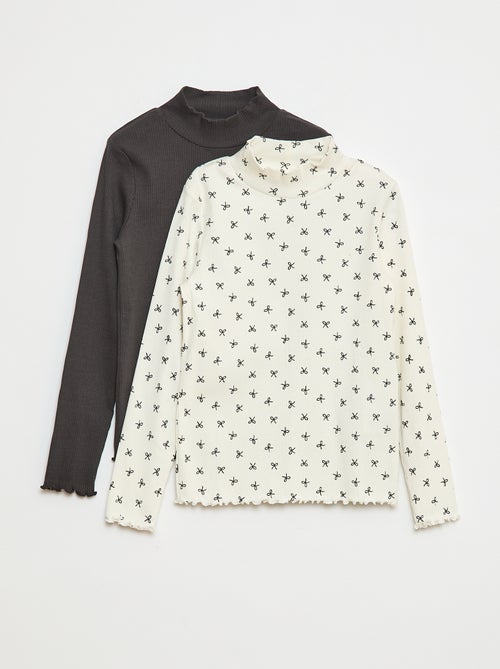 Pack de 2 camisetas de cuello alto de canalé - Kiabi