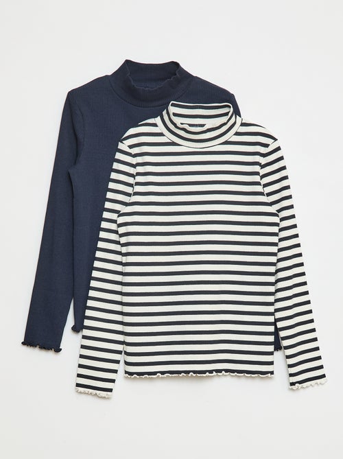 Pack de 2 camisetas de cuello alto de canalé - Kiabi