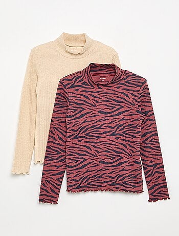 Pack de 2 camisetas de cuello alto