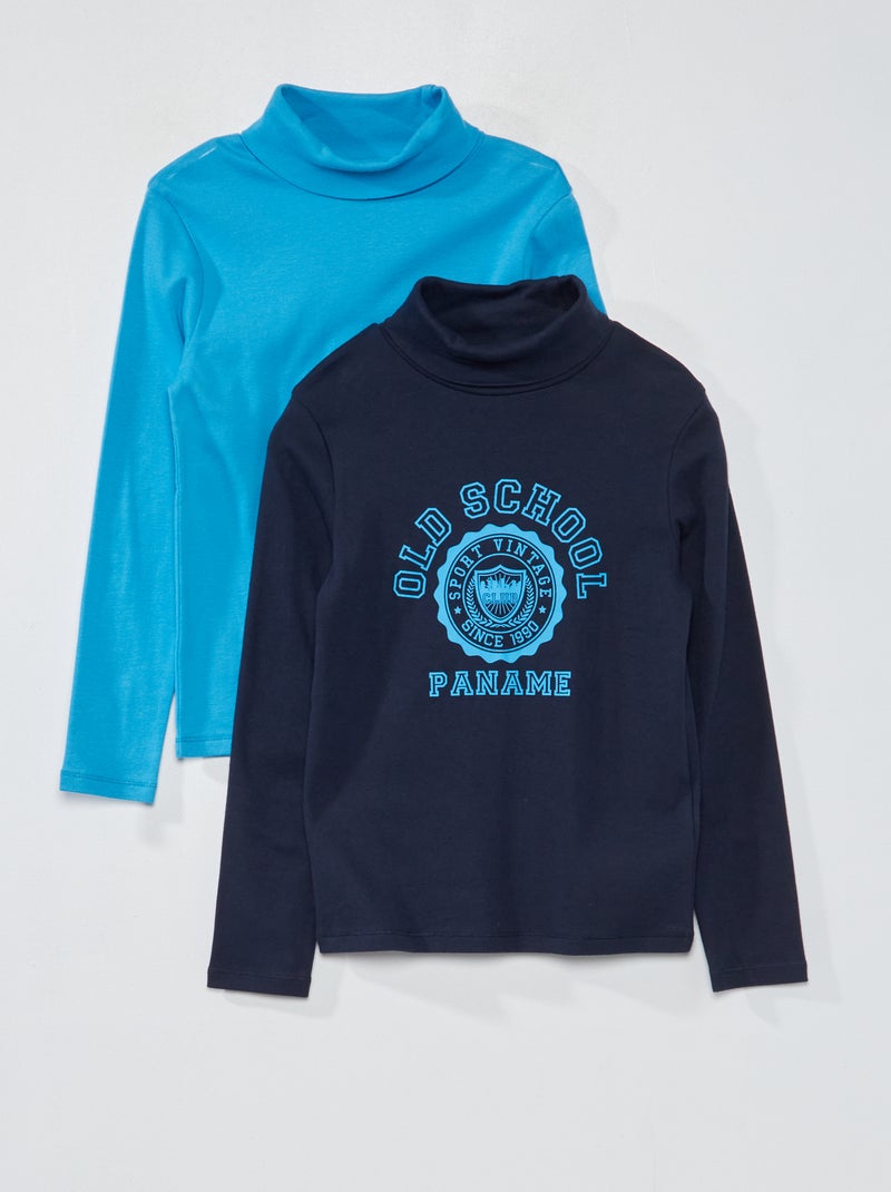 Pack de 2 camisetas de cuello vuelto AZUL - Kiabi