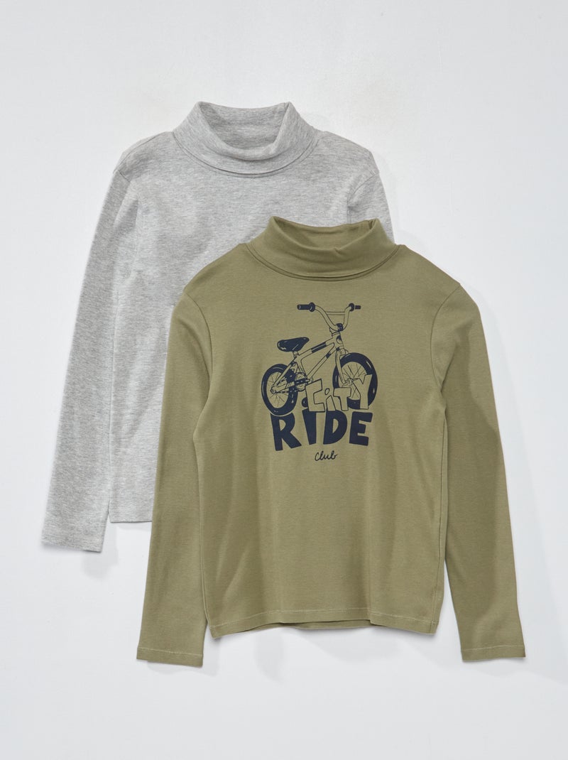 Pack de 2 camisetas de cuello vuelto KAKI - Kiabi