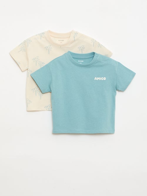 Pack de 2 camisetas de manga corta de punto de algodón - Kiabi