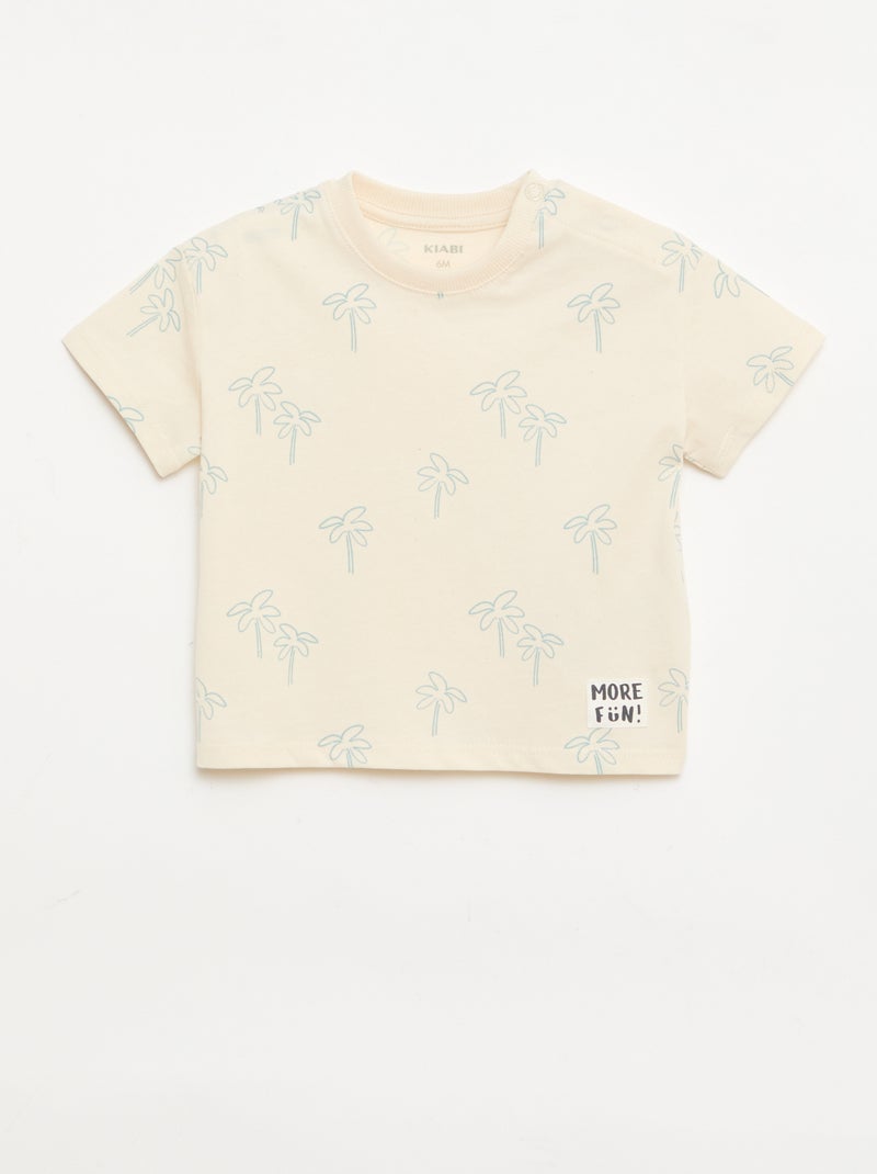 Pack de 2 camisetas de manga corta de punto de algodón Beige - Kiabi