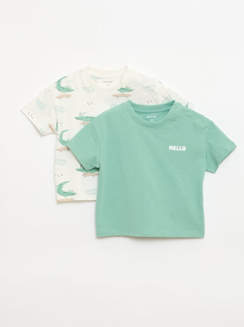 Pack de 2 Camisetas de manga corta de punto de algodón - Kiabi