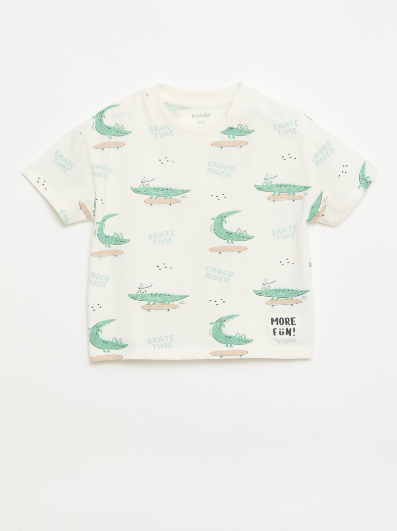 Pack de 2 Camisetas de manga corta de punto de algodón Blanco - Kiabi
