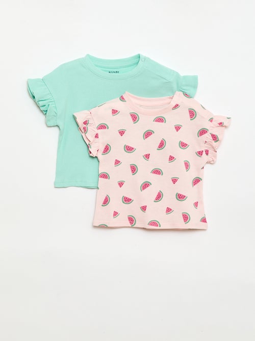 Pack de 2 camisetas de manga corta en punto de algodón - Kiabi