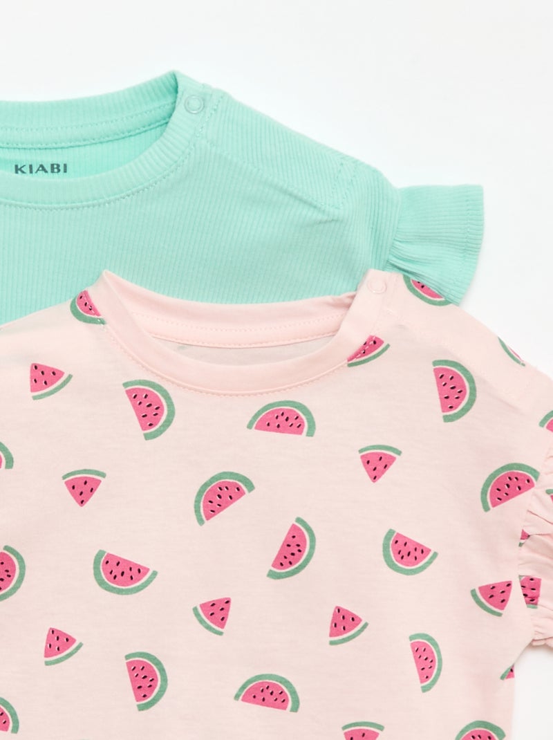 Pack de 2 camisetas de manga corta en punto de algodón Rosa - Kiabi