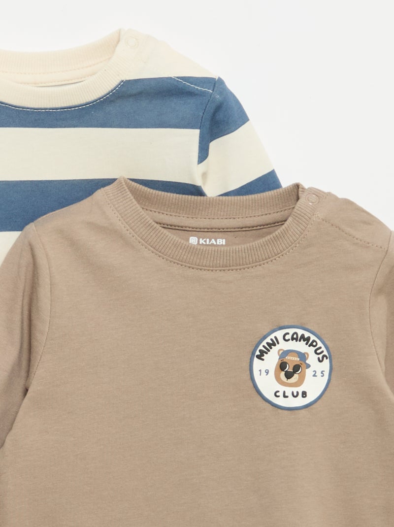 Pack de 2 camisetas de manga larga Azul - Kiabi