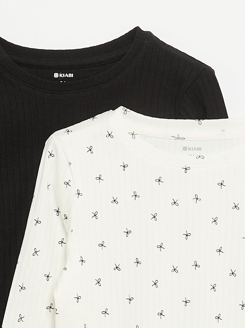 Pack de 2 camisetas de manga larga Blanco - Kiabi