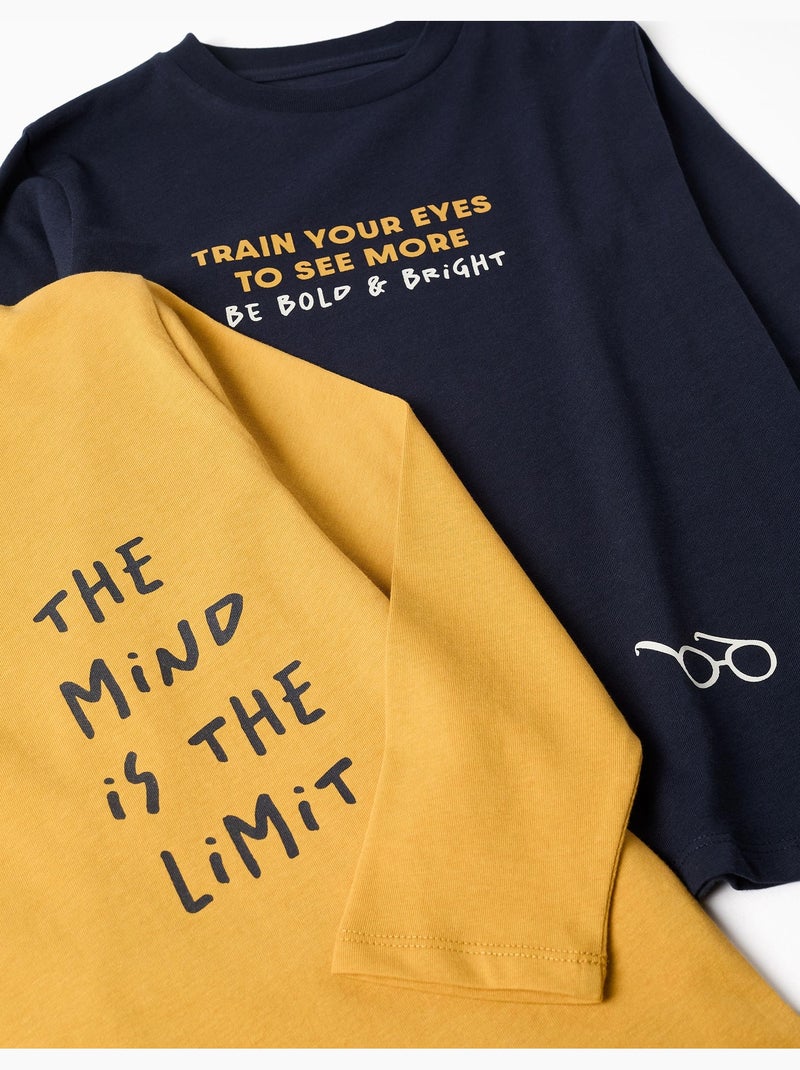 Pack de 2 camisetas de manga larga con estampados Amarillo - Kiabi