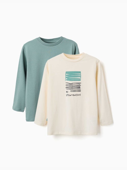 Pack de 2 camisetas de manga larga con estampados - Kiabi