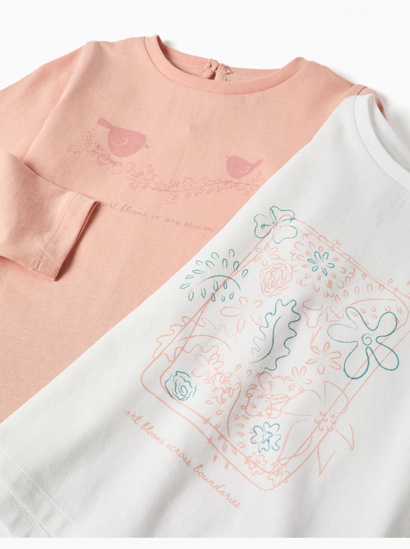 Pack de 2 camisetas de manga larga con estampados de arte Rosa claro - Kiabi