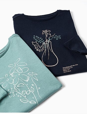 Pack de 2 camisetas de manga larga con estampados de arte