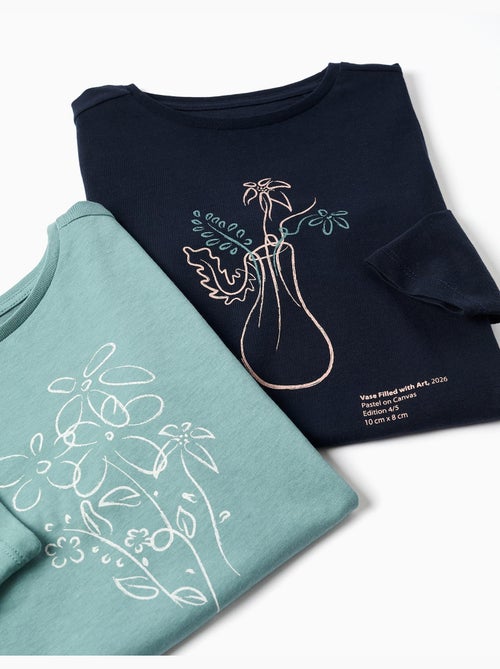Pack de 2 camisetas de manga larga con estampados de arte - Kiabi Pack de 2 camisetas de manga larga con estampados de arte - Kiabi
