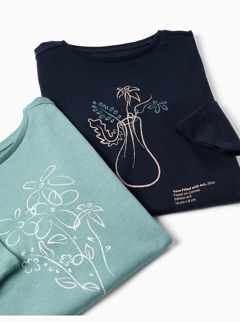 Pack de 2 camisetas de manga larga con estampados de arte Verde claro - Kiabi