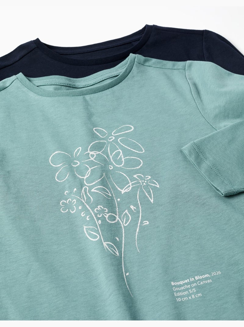 Pack de 2 camisetas de manga larga con estampados de arte Verde claro - Kiabi