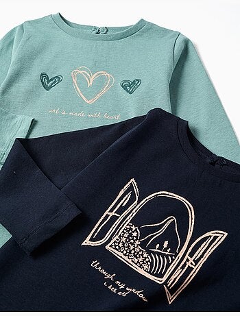 Pack de 2 camisetas de manga larga con estampados de arte