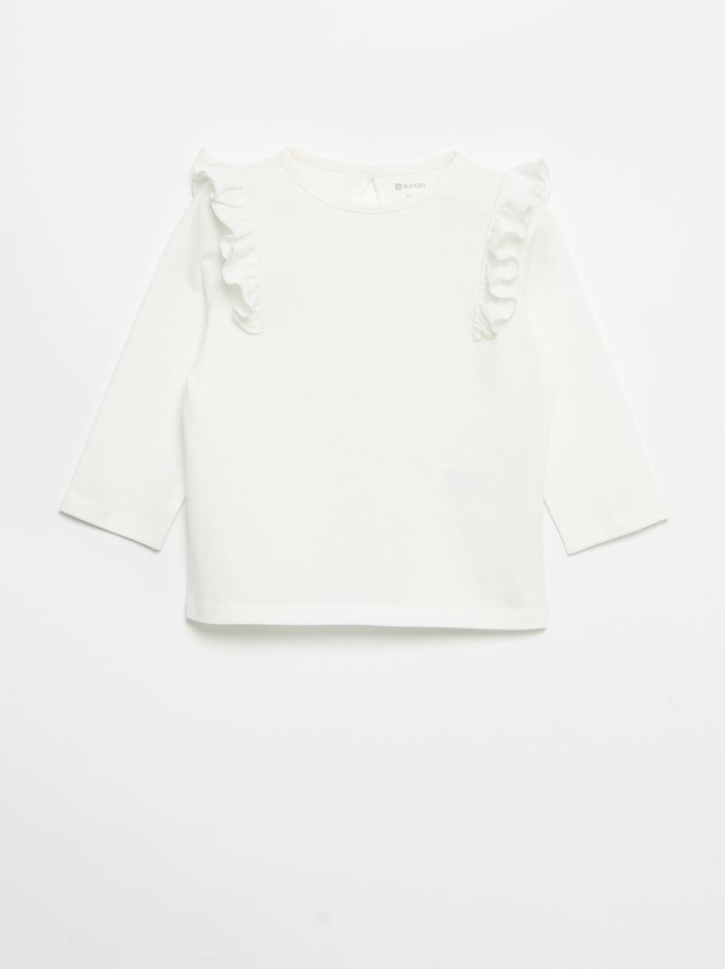 Pack de 2 camisetas de manga larga de punto de algodón Blanco - Kiabi