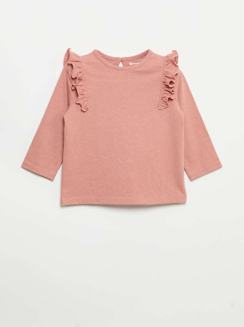Pack de 2 camisetas de manga larga de punto de algodón Rosa - Kiabi