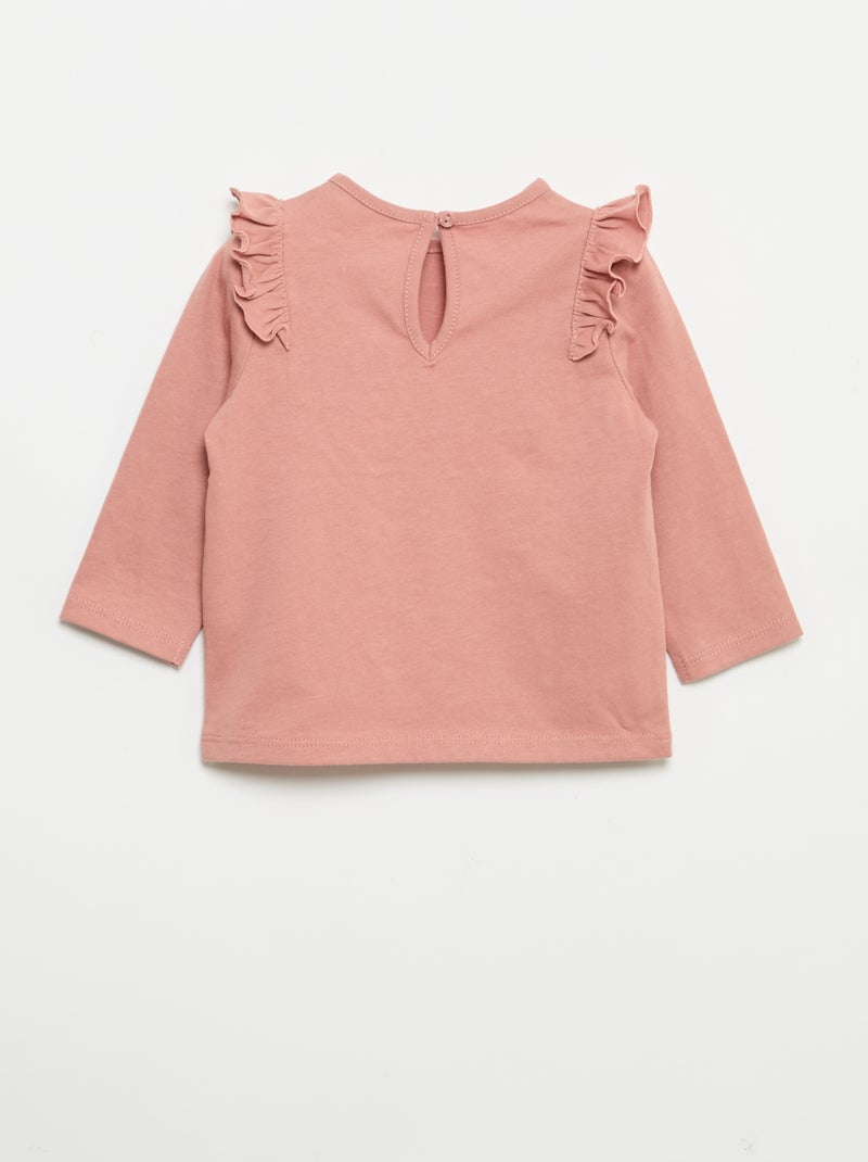 Pack de 2 camisetas de manga larga de punto de algodón Rosa - Kiabi