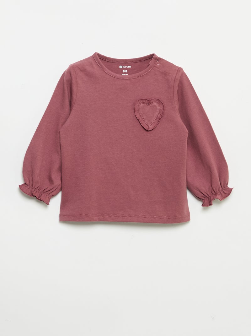 Pack de 2 camisetas de manga larga de punto de algodón Rosa - Kiabi