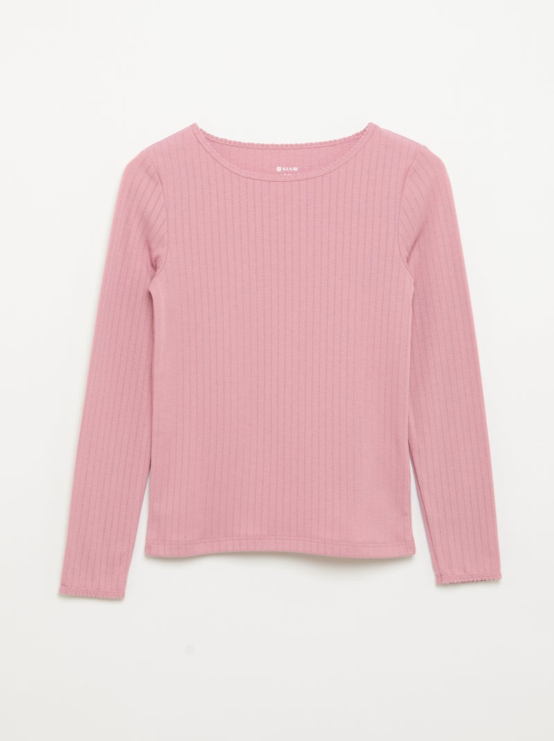 Pack de 2 camisetas de manga larga de punto fantasía Rosa - Kiabi