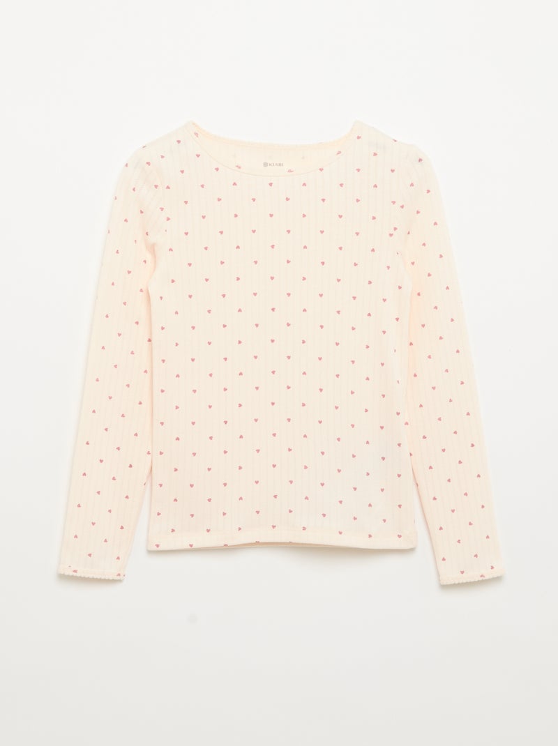 Pack de 2 camisetas de manga larga de punto fantasía Rosa - Kiabi