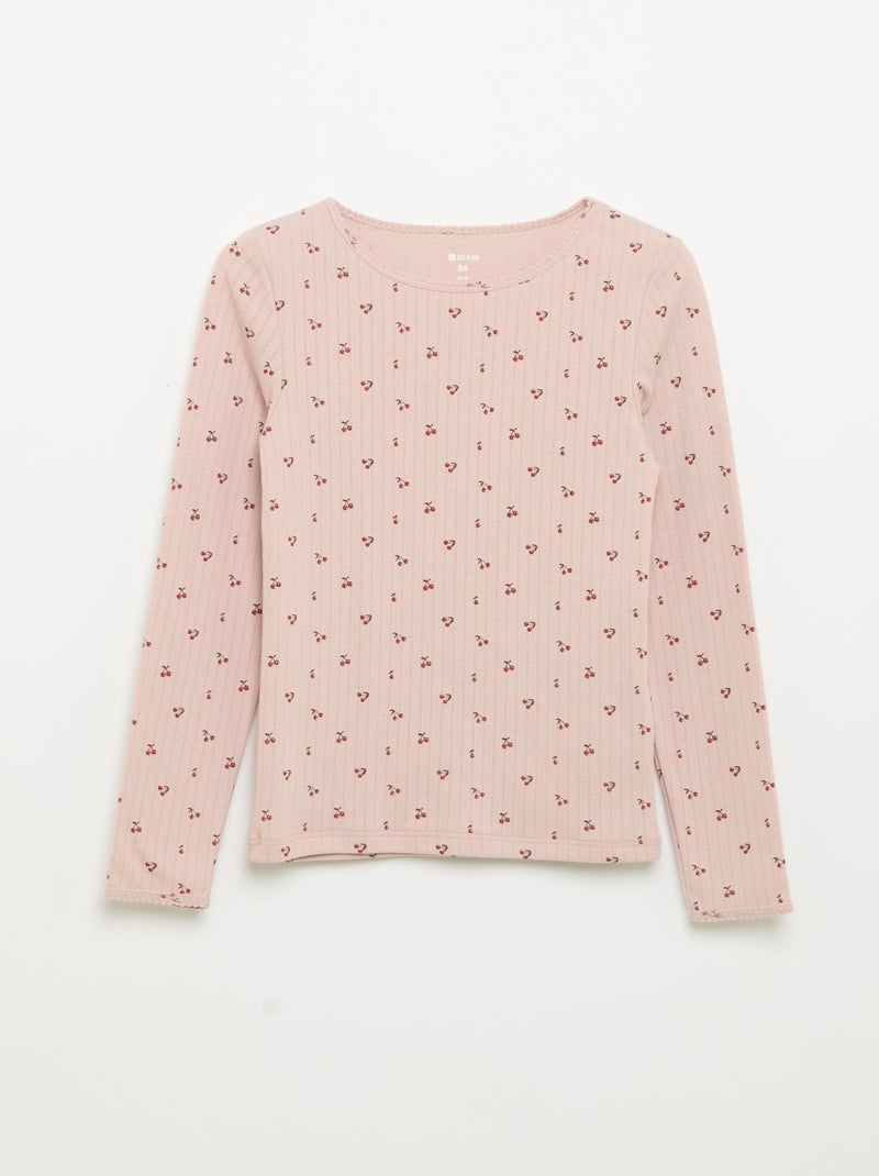 Pack de 2 camisetas de manga larga de punto fantasía Rosa - Kiabi