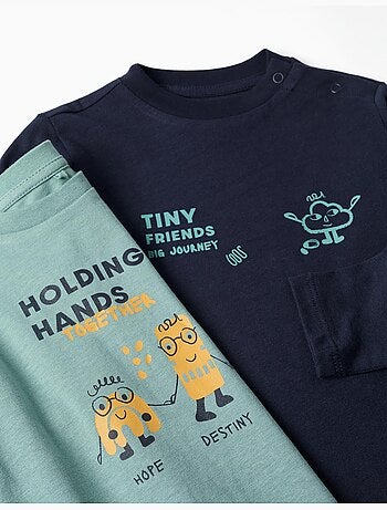Pack de 2 camisetas de manga larga estampadas