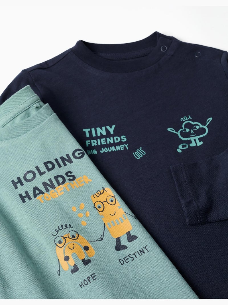 Pack de 2 camisetas de manga larga estampadas Verde claro - Kiabi