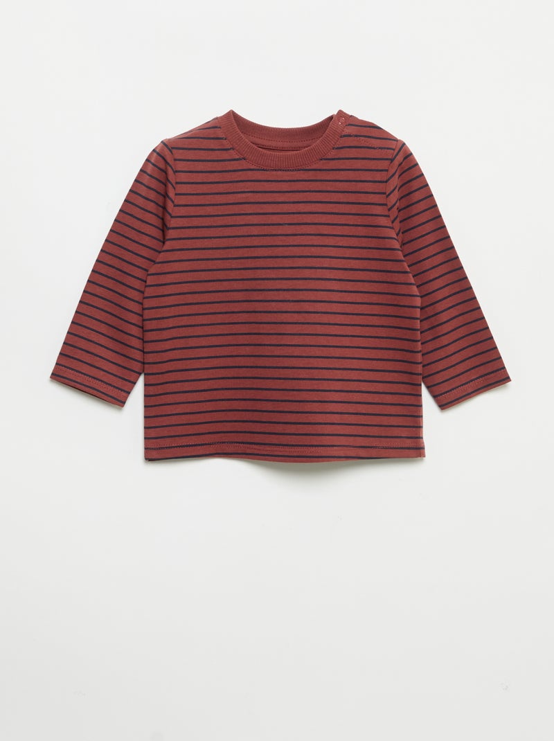 Pack de 2 camisetas de manga larga Marron - Kiabi