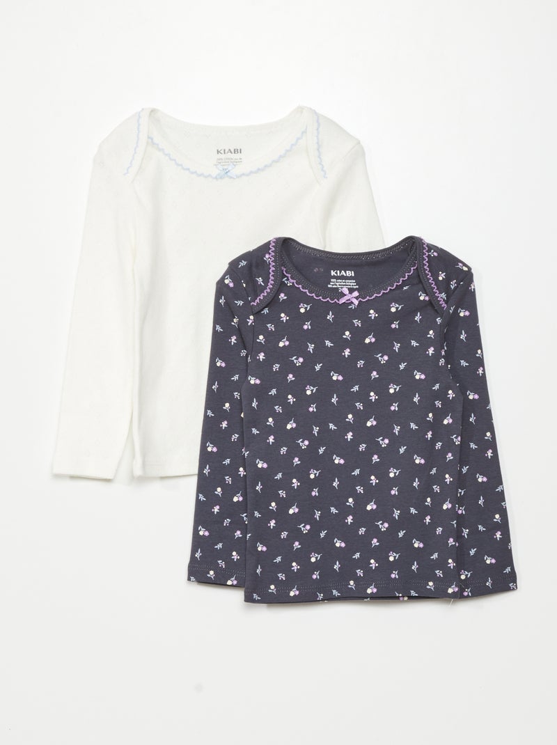 Pack de 2 camisetas de manga larga NEGRO - Kiabi