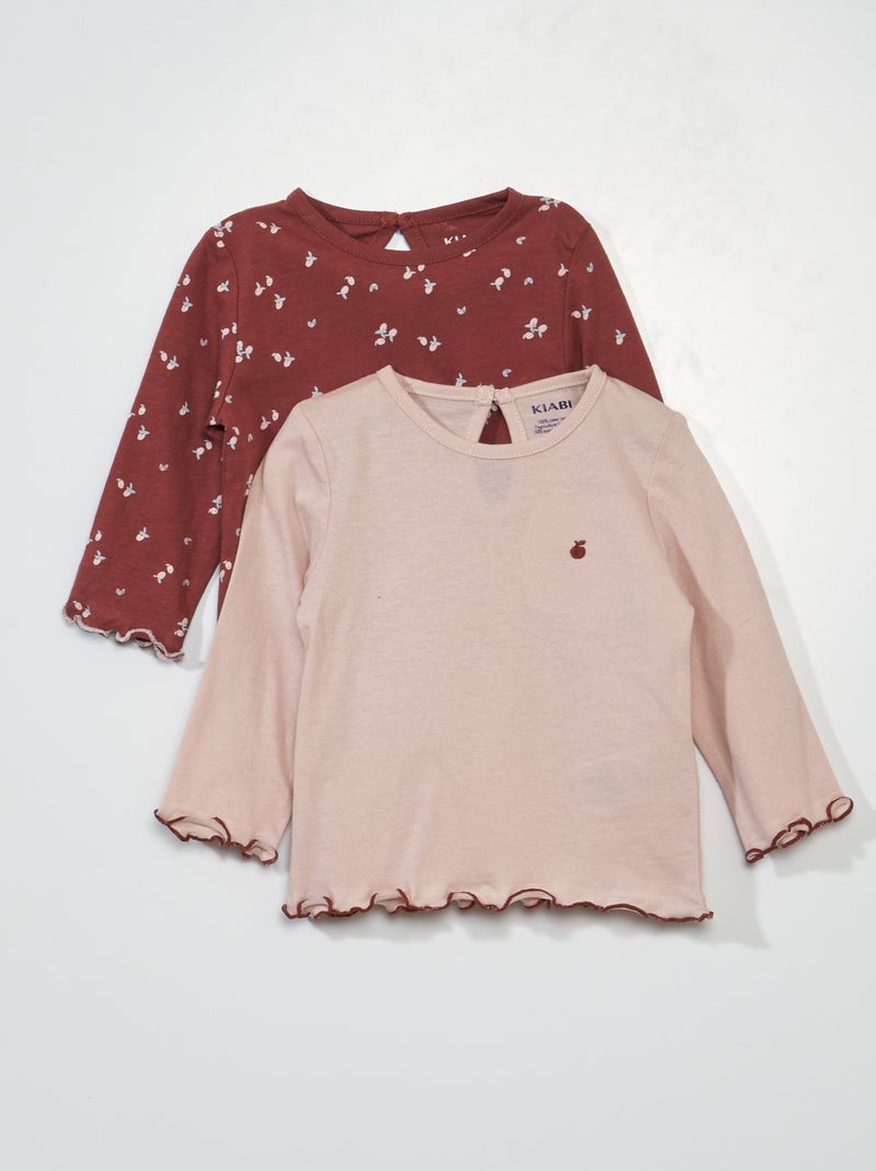 Pack de 2 camisetas de manga larga ROSA - Kiabi