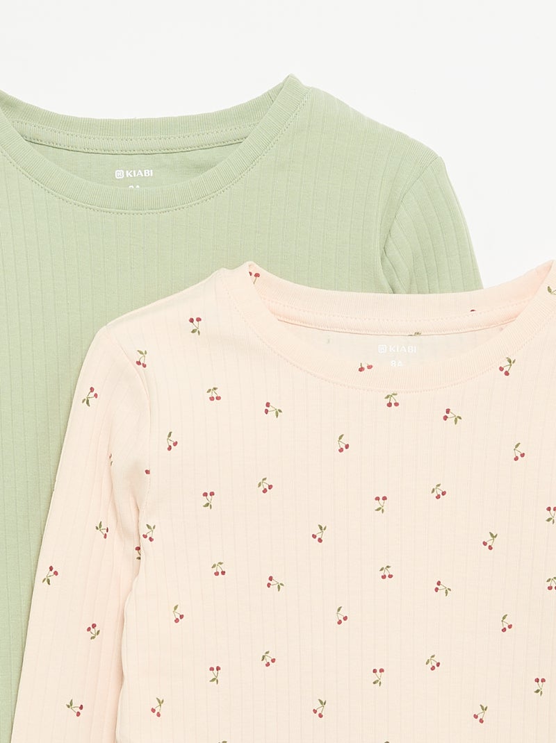 Pack de 2 camisetas de manga larga Rosa - Kiabi