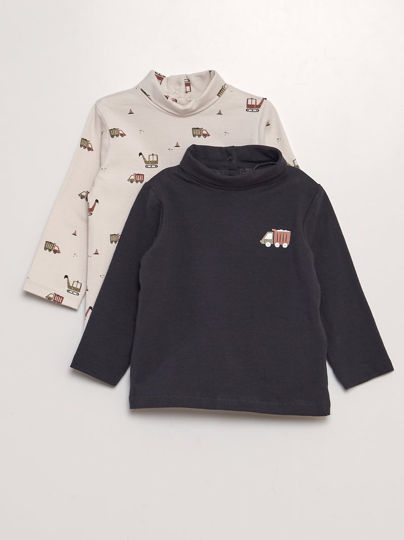 Pack de 2 camisetas de punto de cuello alto GRIS - Kiabi