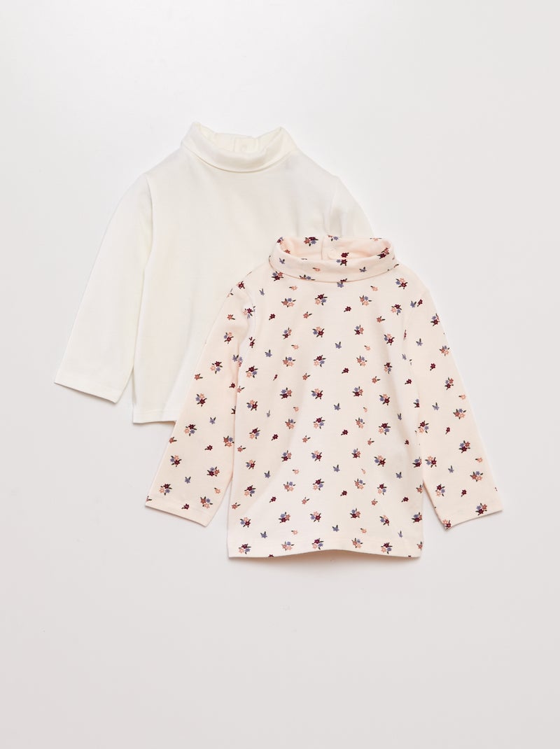 Pack de 2 camisetas de punto de cuello vuelto ROSA - Kiabi