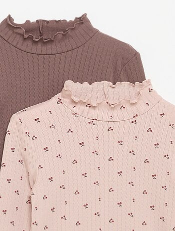 Pack de 2 camisetas de punto fantasía con acabados ondulados
