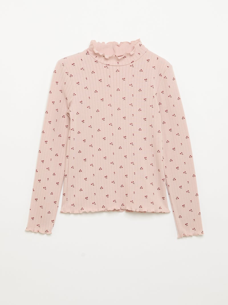 Pack de 2 camisetas de punto fantasía con acabados ondulados Rosa - Kiabi